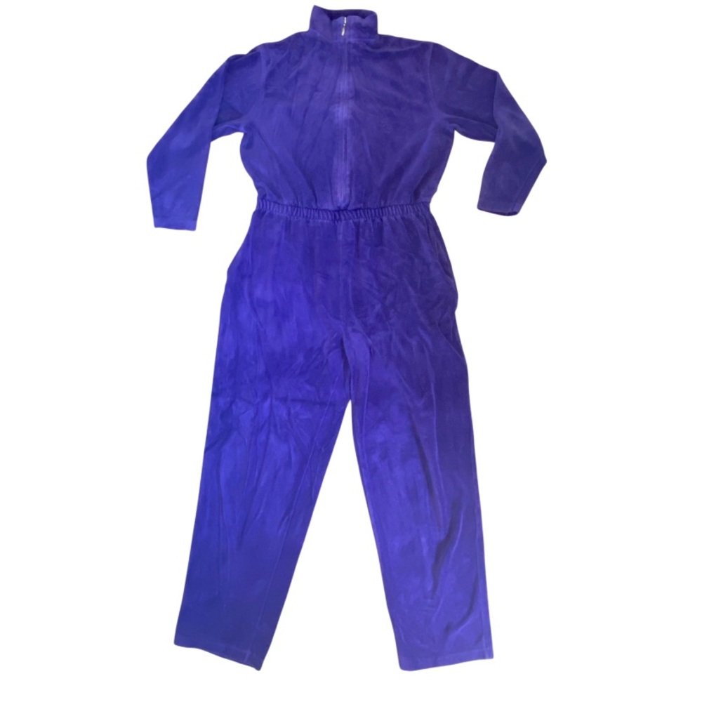 WORTHINGTON Vintage Purple Velour Jumpsuit Size 8